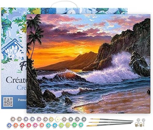 Vista 370 de Figured'Art - Juego de pintura por números, lienzo enrollado sin marco, para manualidades, para adultos, 16 x 20 pulgadas, jarrón de peonías