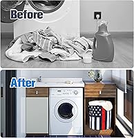 Vista 4 de Cesta de Ropa con Bandera Americana de Línea Roja Delgada de NUTAINLA Cesta Plegable de Tela Oxford Bolsa de Mano Graciosa Organizador