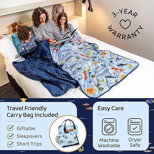 Miniatura 6 de Manta con peso para niños y adultos, 7 libras, manta pequeña de lujo con peso para viajeshogar, viscosa de bambú suave, 40 x 60 pulgadas, lavable a