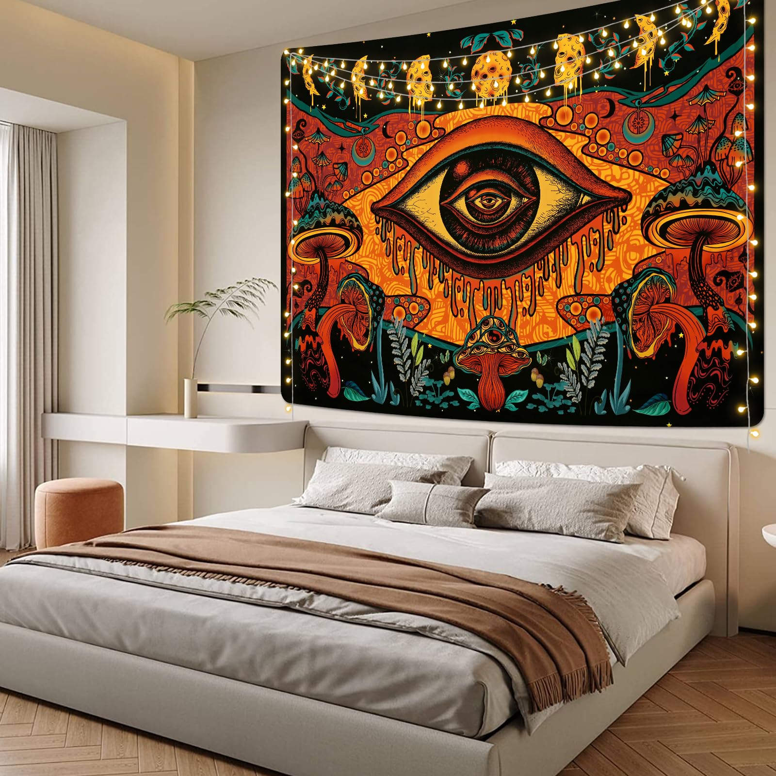 Déco Chambre Créative Tapisserie Murale Champignon Psychédélique - Design  Yeux Et Créatures Marines - 150x130cm - Style Boho Décoration Chambre  Créative, image size:1600x1600