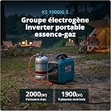 Könner & Söhnen KS 1900iG S LPG Inverter Generator 2.0 kW Dual Fuel Inverter Power Generator Eco-Mode Emergency Power Generator for Indoor and Outdoor Use Gasoline Generator 230 V/16 A, Euro-5 - 2