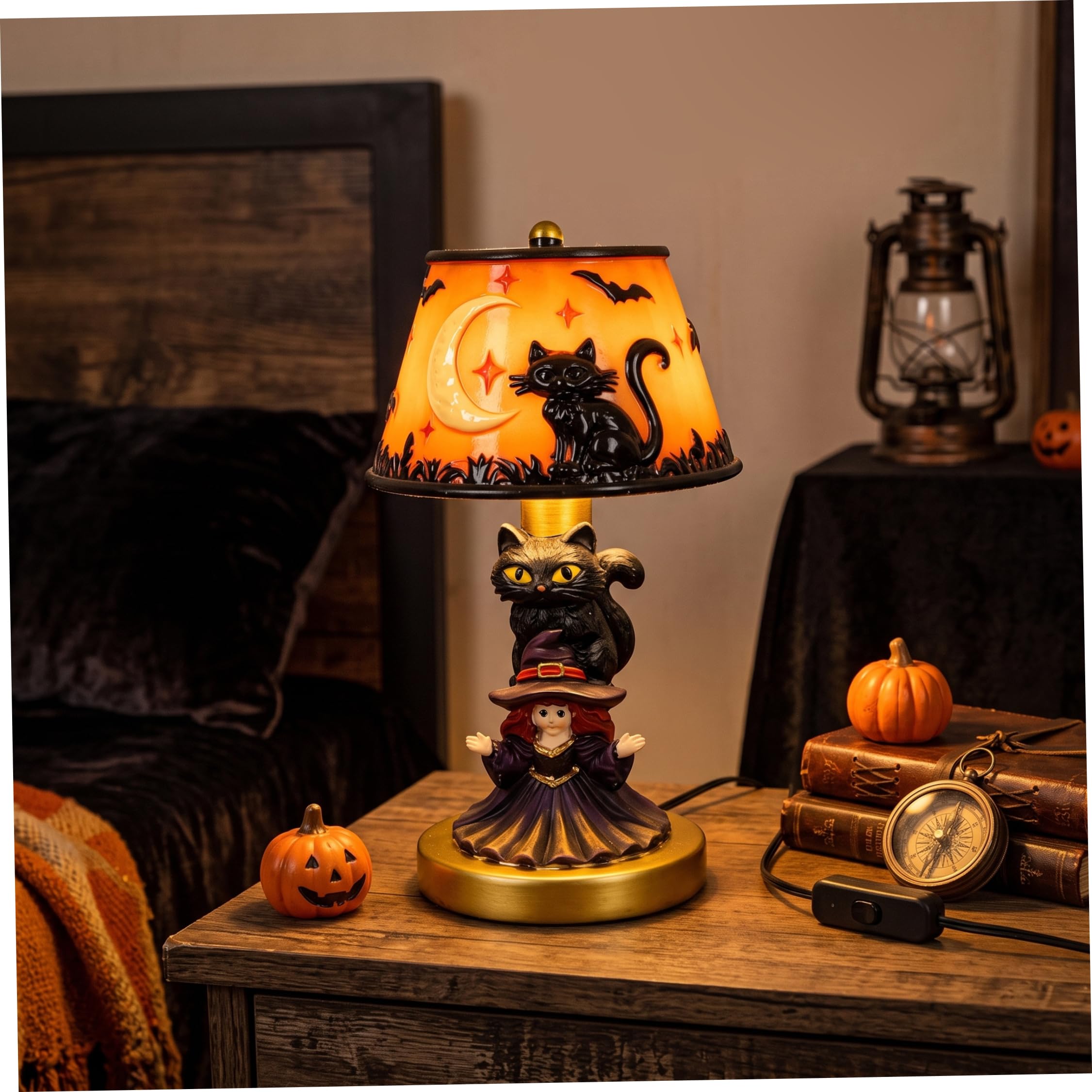 Lampade da tavolo, lampada da tavolo di Halloween, bagliore caldo, strega gotica, 5, 5 pollici