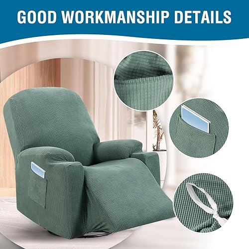 Miniatura 4 de H.VERSAILTEX Funda elástica para sillón reclinable, funda para silla reclinable de elevación eléctrica, ajustable estándar, grande, con bolsillo