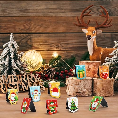 Miniatura 5 de 36 marcadores magnéticos de Navidad, marcadores de páginas de Navidad de doble cara con diseño de muñeco de nieve de Papá Noel para niños,