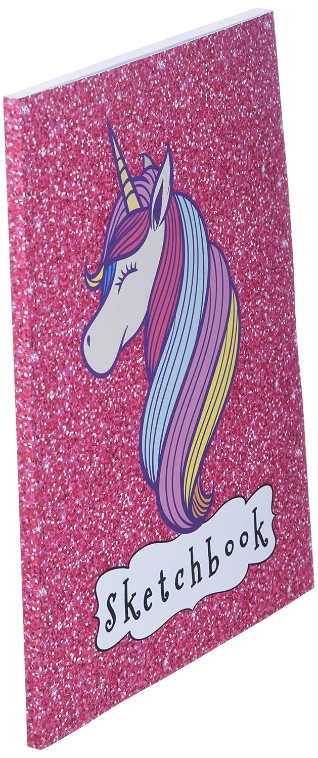 Sketchbook: Cute Unicorn On Pink Glitter Effect Background, Large Blank Sketchbook For Girls, 110 Pages, 8.5" x 11", For Drawing, Sketching & Crayon Coloring (Kids Drawing Books) image 3