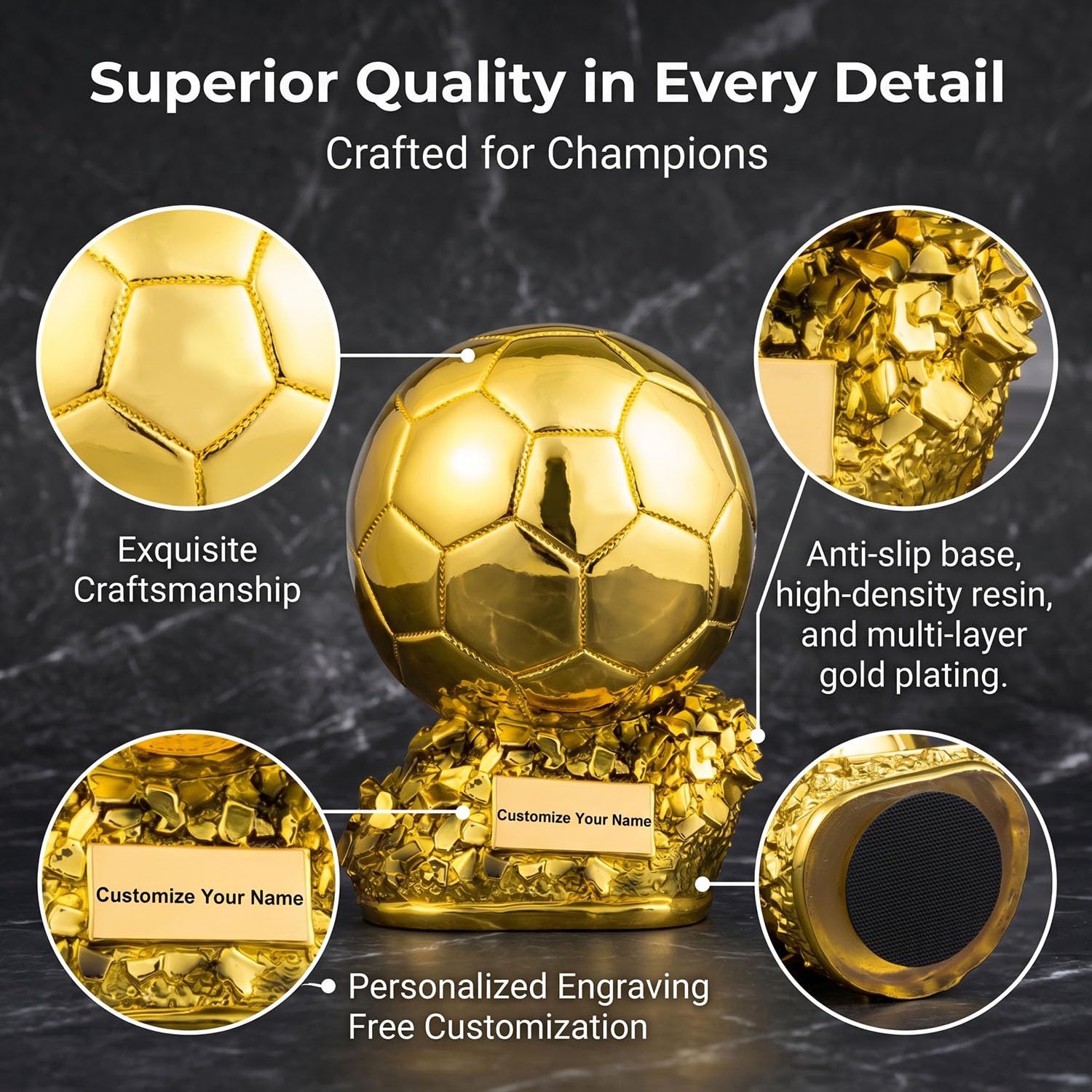 Replica Trofeo Gol Dorato, Premio Miglior Giocatore e Trofeo MVP per Tifosi di Calcio, Souvenir Regalo da Collezione in Resina