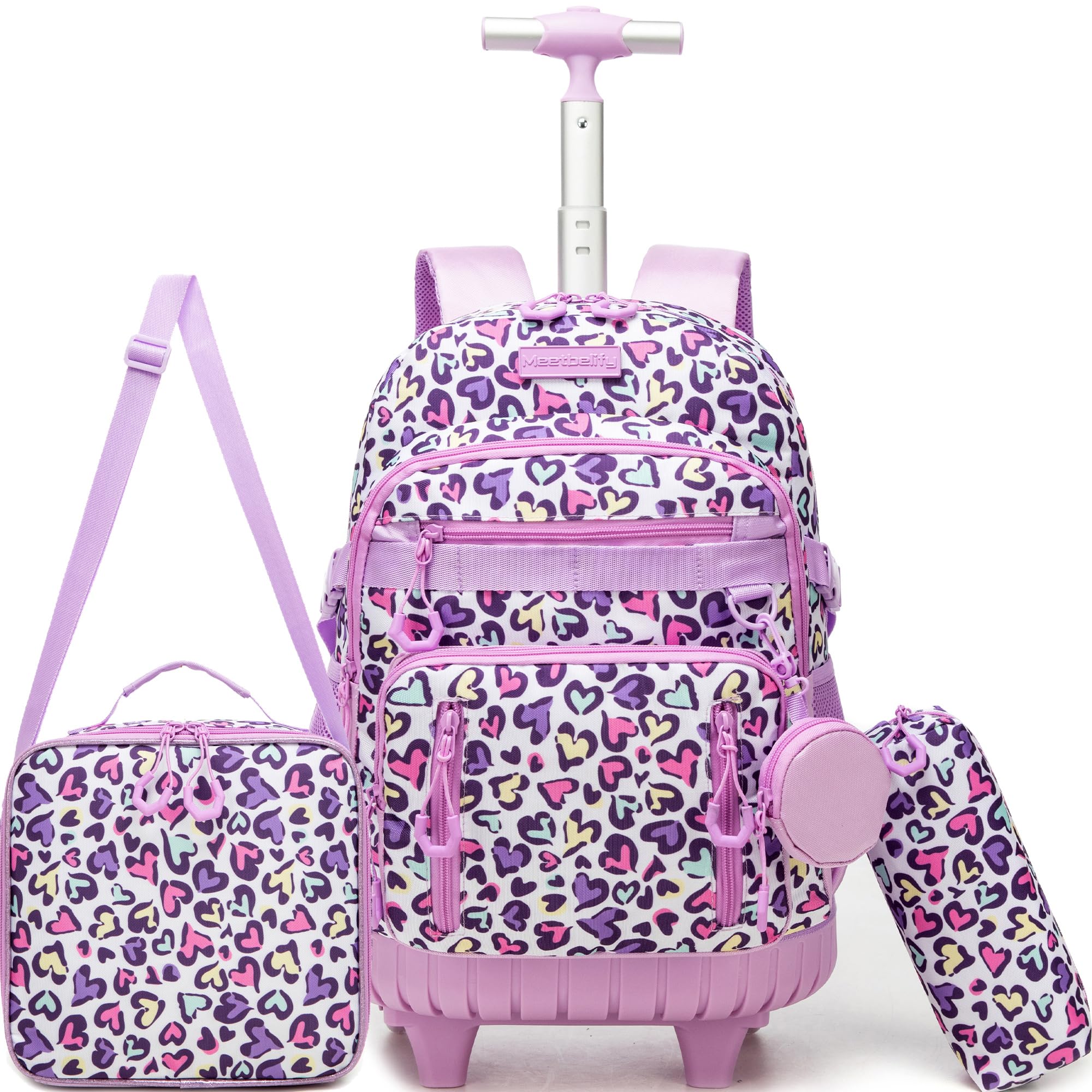 HTgroce Cartable a Roulette Fille cm1 Sac a Roulette Fille Primaire Rentree Scolaire CP,CE1,CE2