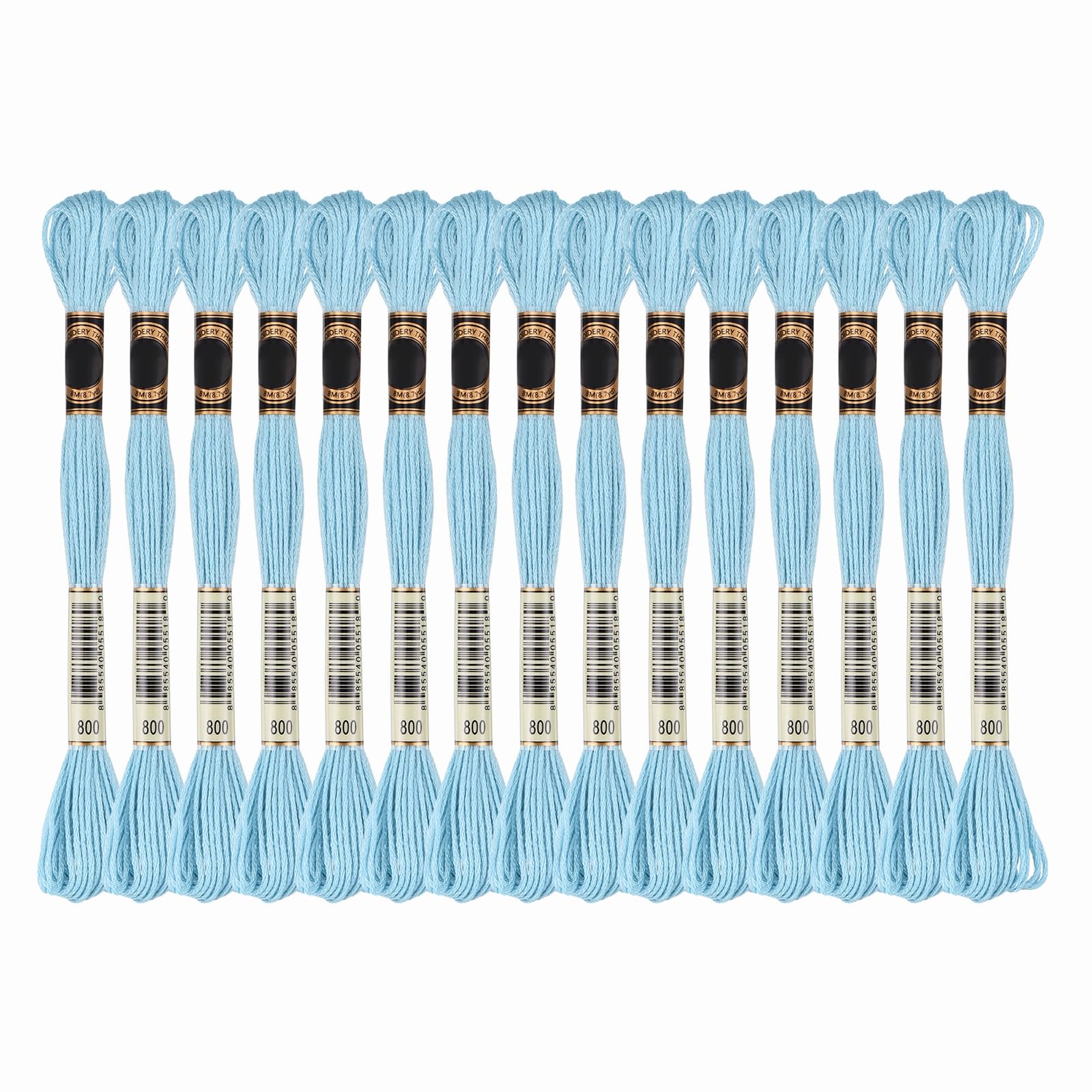 PATIKIL 15 Skeins Embroidery Floss, Solid Colors,Polyester Sky Blue