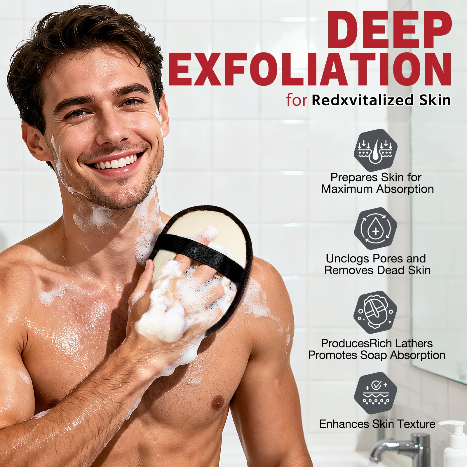 Spugna di luffa naturale (2 pezzi), grande spugna esfoliante per il corpo da 17,8 x 13,8 cm, per donne e uomini, i materiali naturali sono facilmente biodegradabili e l'esfoliazione del bagno non