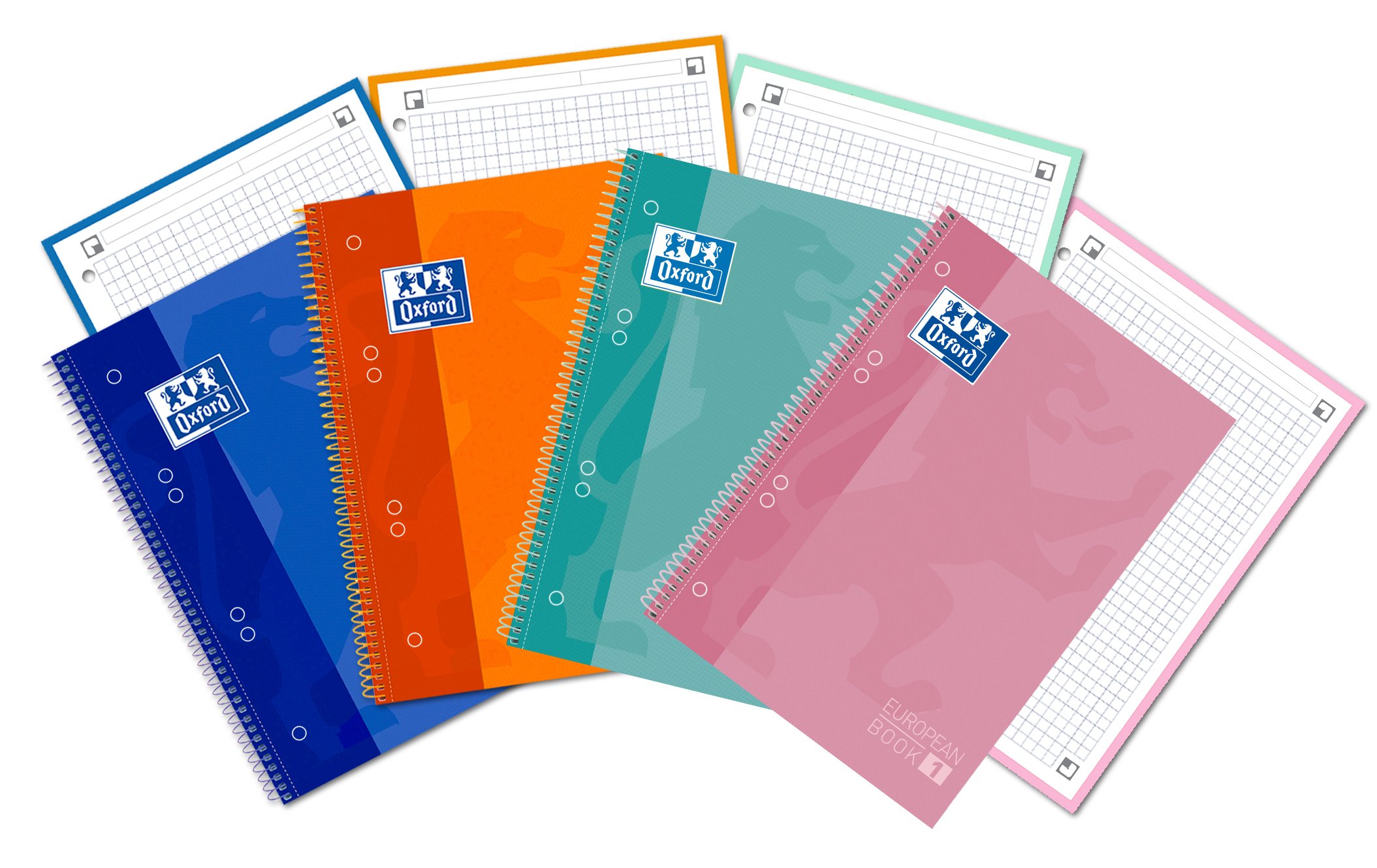 OxfordClassic 400053289 A5 Spiral Notebooks - Micro Perforated Extra Cap Spiral 80 Pages, Assorted Colours, Pack of 5