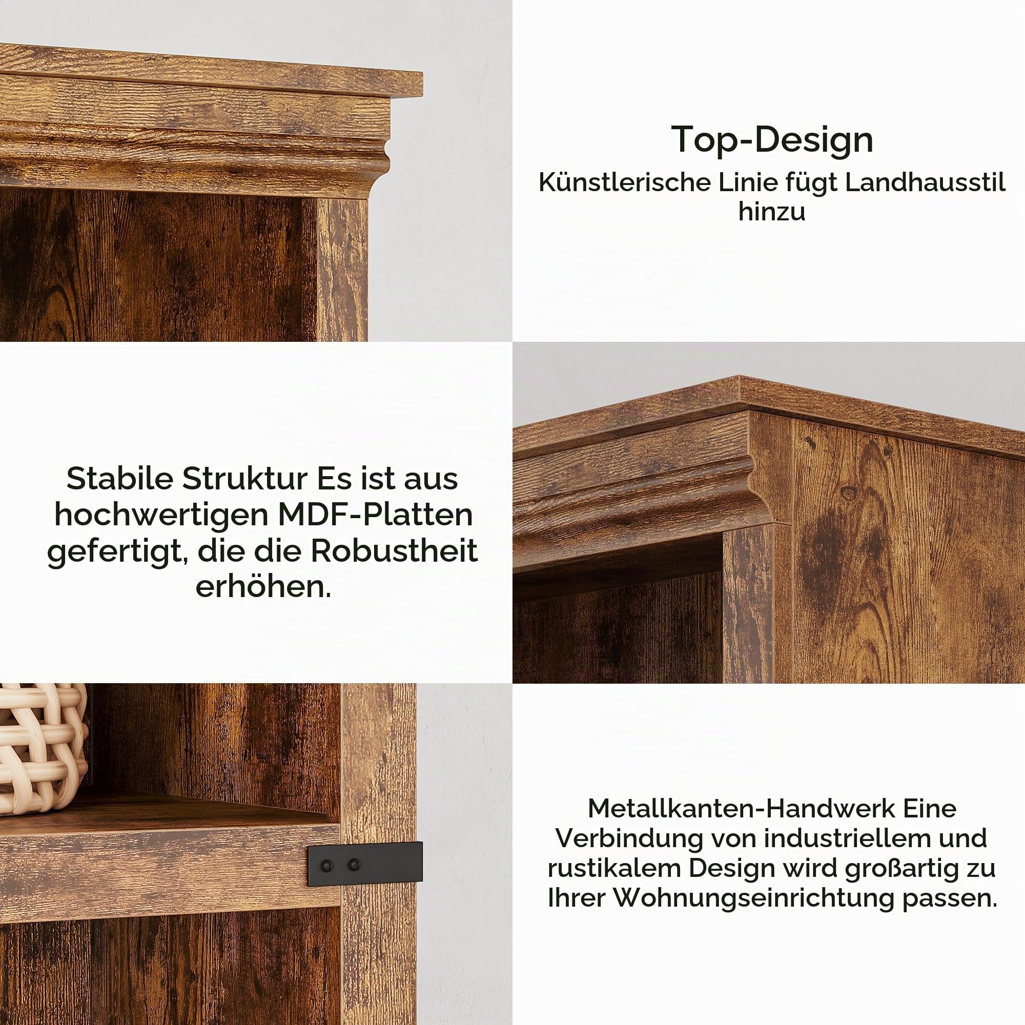 Zstar Dunkle Eiche Retro-Stil Bücherregal - Modernes Freistehendes Display-Speicherregal, 32'' Breites Freistehendes Holzregal, Offenes Fach, Wohnkultur Möbel Für Büro Und Bibliothek, Retro-Farbe