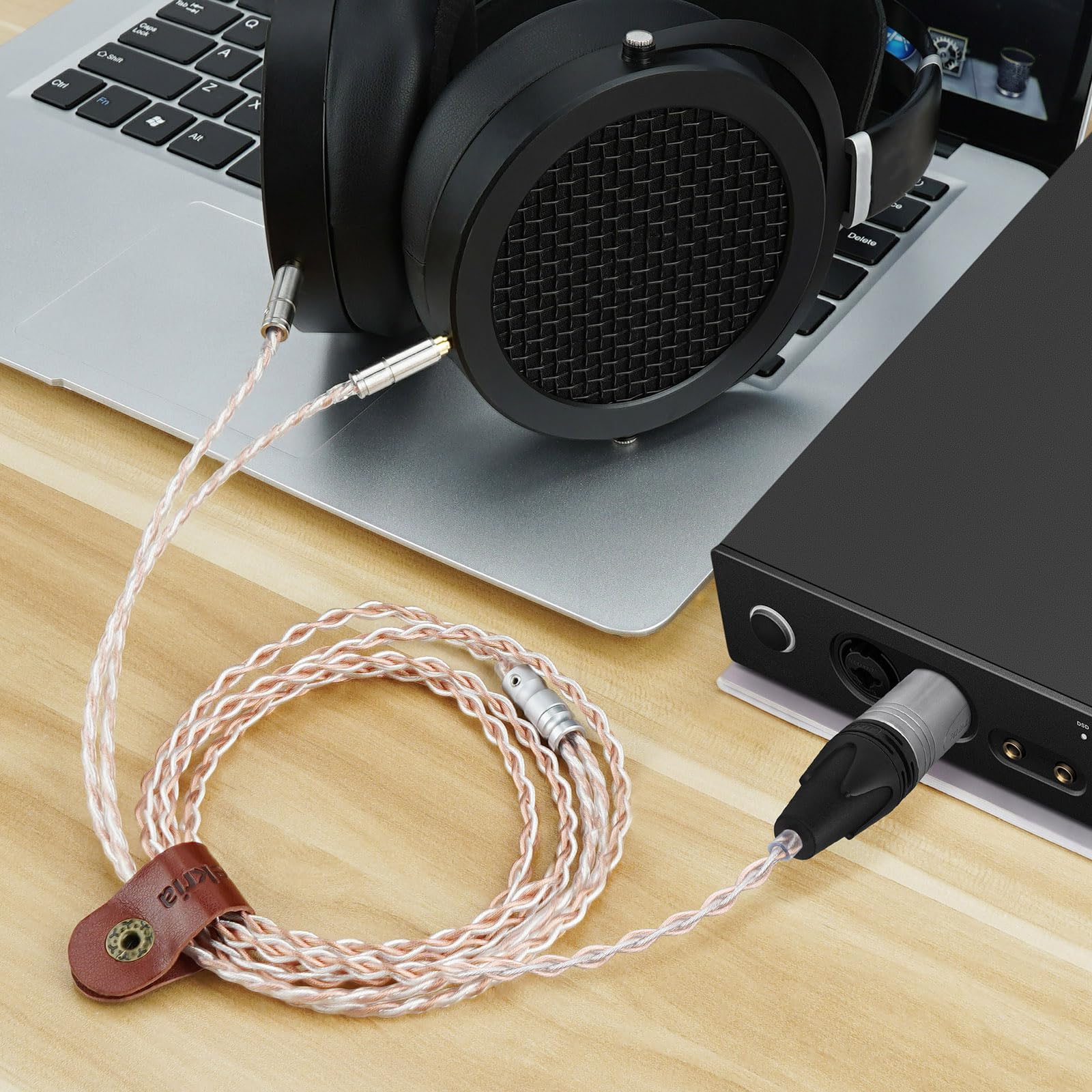 GEEKRIA Apollo 3,5 mm posrebrzany podwójny kabel audio XLR, kompatybilny ze słuchawkami HIFIMAN SUSVARA SUNDARA HE1000se, Denon AH-D9200 AH-D7200 AH-D5200 AH-D600 (5 stóp/1,5 m)