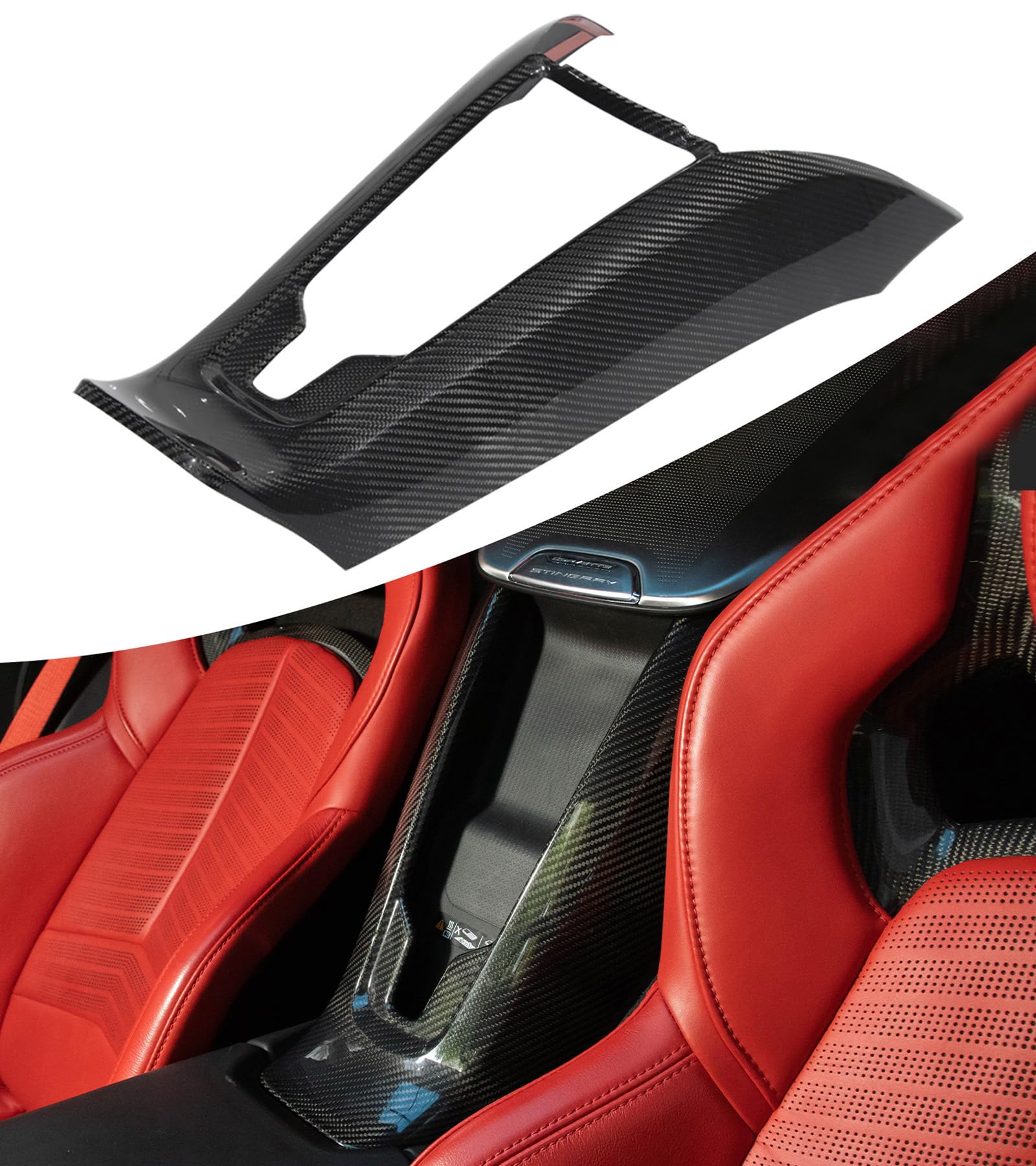 C8 Carbon Fiber Interior Center Control Cover Trim Fit for Chevrolet Corvette C8 2020-2025 Stingray Z51 Z06 E-Ray