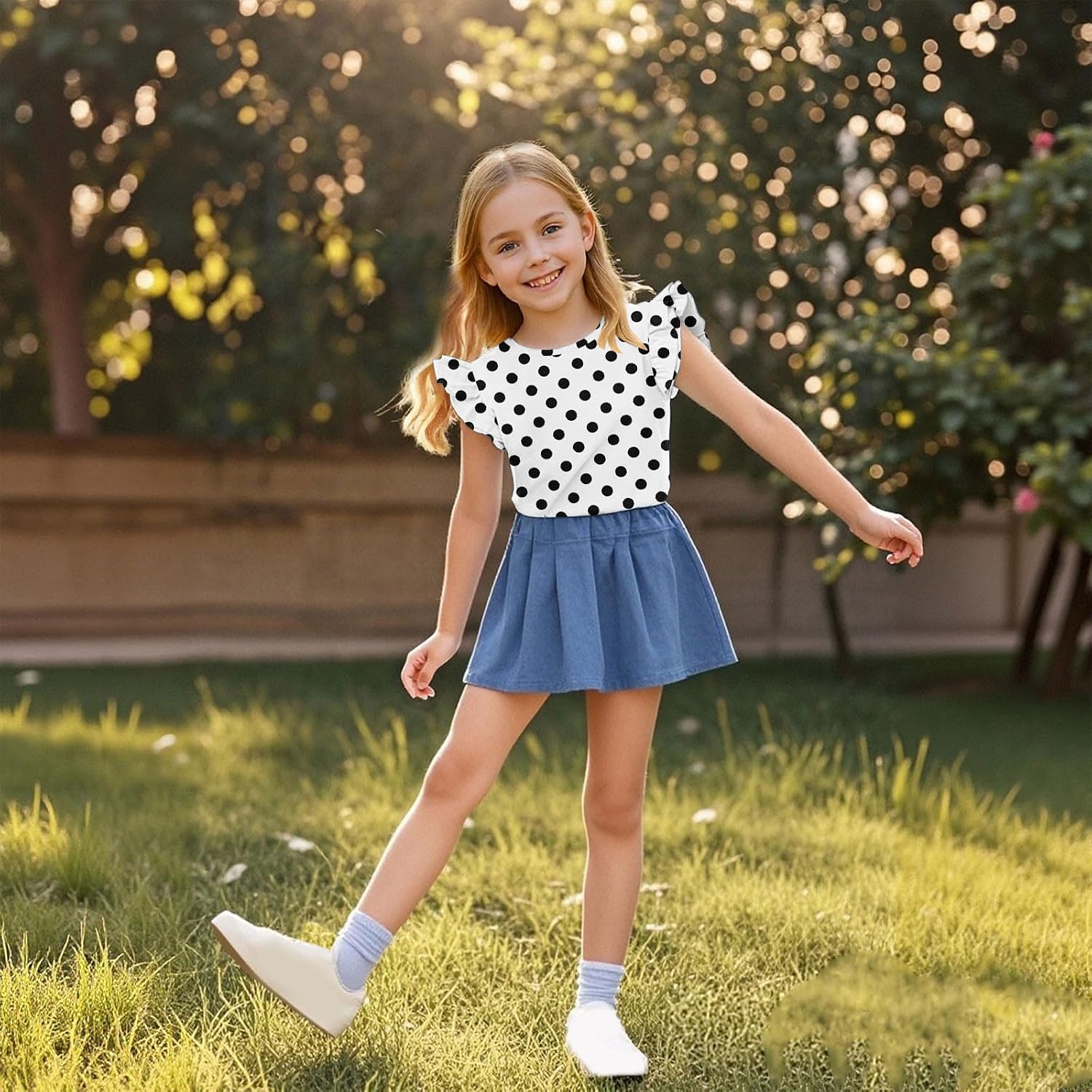 3-15Y Girls Polka Dots Tops 2026 Summer Kids Cotton Sleeveless Casual Tees Trendy Cute Loose Basic Blouses