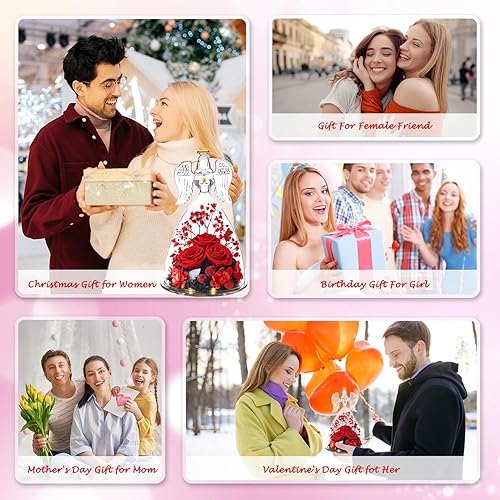 Miniatura 35 de Regalos de ángel preservado de Navidad para mujer, rosa preservada de cumpleaños, flor para siempre, flores frescas para entrega, rosas reales