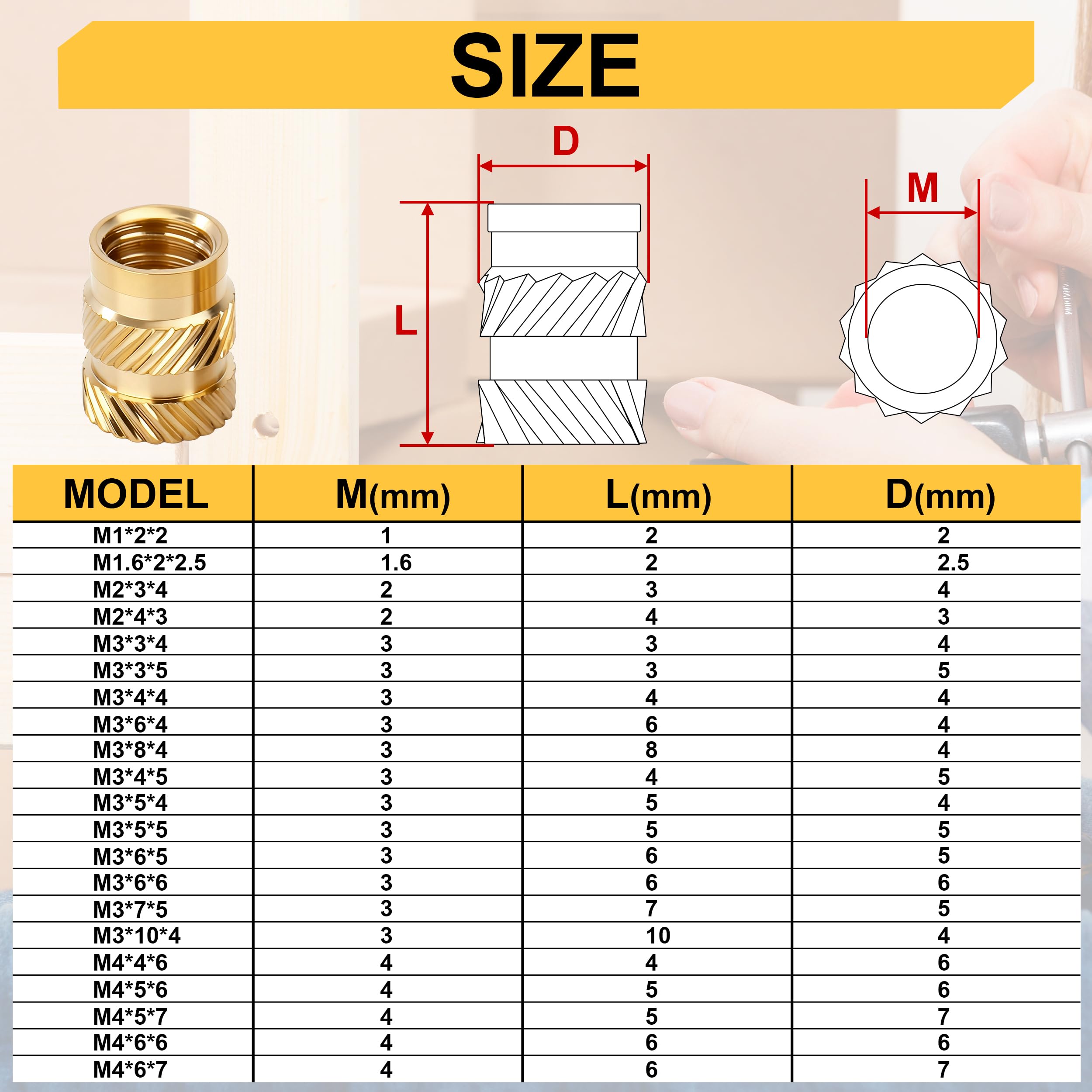 Inserti Filettati M3 Inserti Filettati a Caldo M3*5 * 5mm 50 Pezzi Dadi Zigrinati con Filettatura Femmina Boccole Filettate per Componenti di Stampa 3D e Parti in Plastica