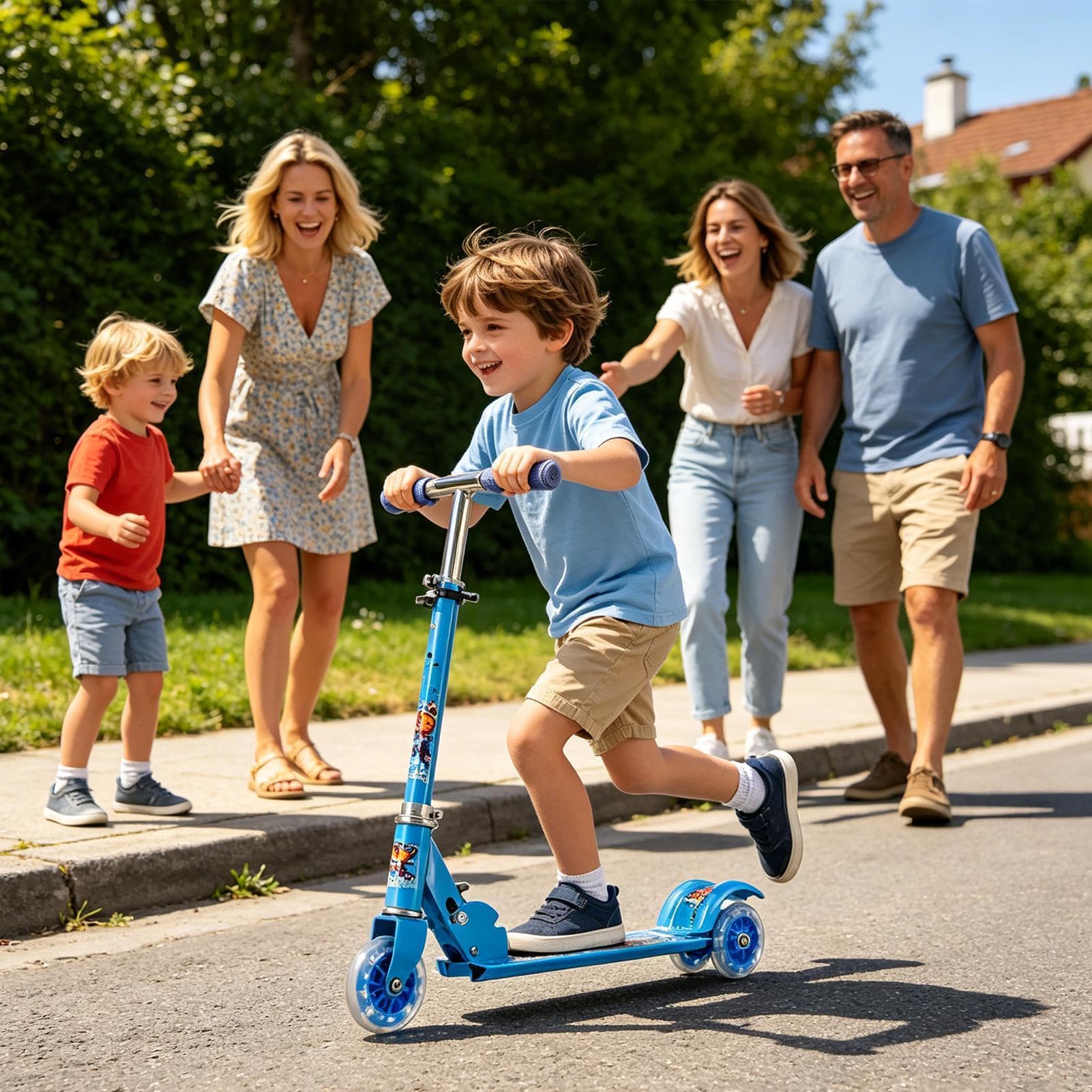 Monopattino Da Bambini Ruote Luminose A LED Pieghevole | Monopattino Pieghevole con Altezza Regolabile Per Sport All'Aperto Passeggiate Parchi Viaggi Campeggio Vacanze Ragazzi