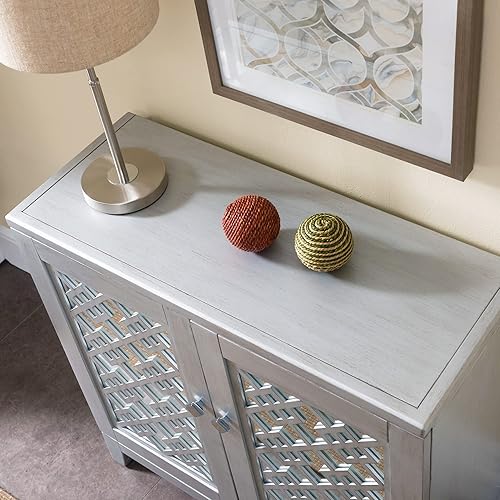 Miniatura 8 de Leick Home 10083-SV Mirrored Diamond Filigree Hall Console Cabinet with Adjustable Shelf, Silver Leaf Antracita,Negro -,Castaño rojizo,Gris