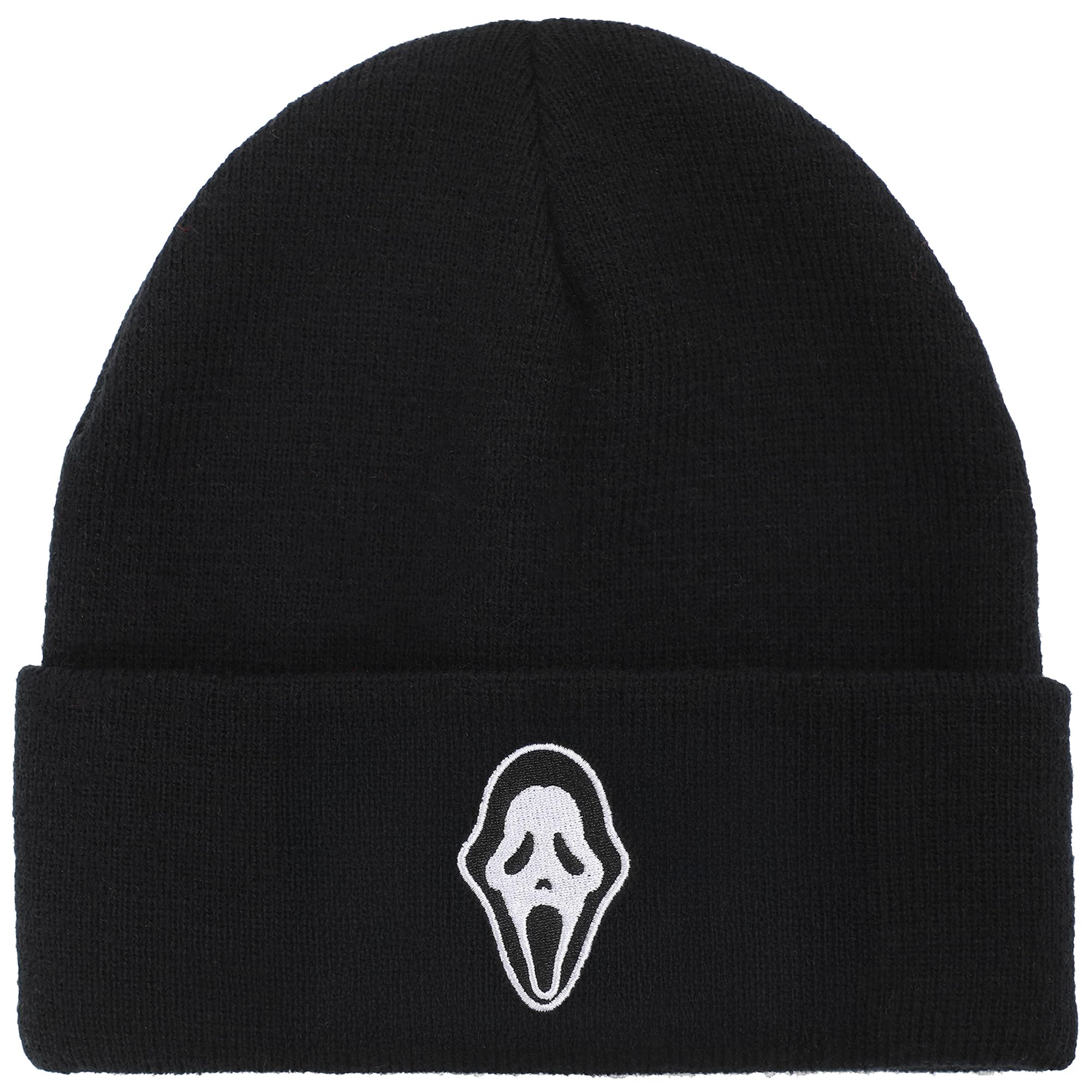 Bioworld Men's Ghostface Embroidered Face Logo On Black Cuff Beanie
