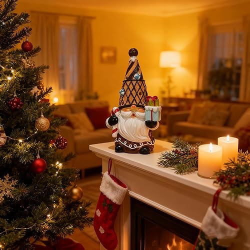 Miniatura 5 de Decoración de gnomos de Navidad de resina, figuras de gnomos navideños para decoración de mesa de interior, centros de mesa, alféizar de ventana,