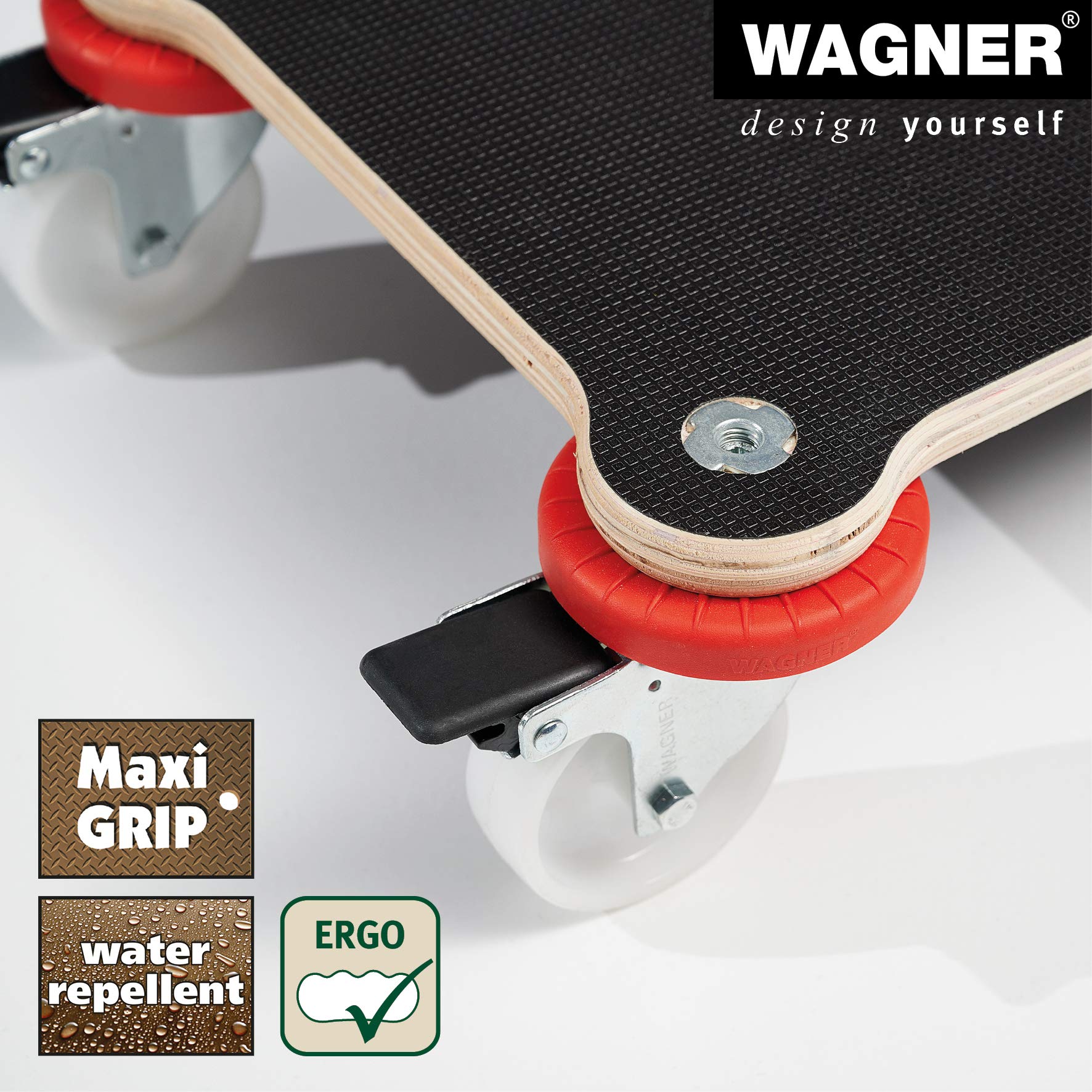 WAGNER Transportroller Transporthilfe I Schichtholz mit Grip 71 x 31 x 12,5 cm, Tragkraft 200 kg I Umzugsrollbrett für Möbel I Möbelroller für Umzüge mit Umgebung Schutzprotektoren I FSC® I Made in DE
