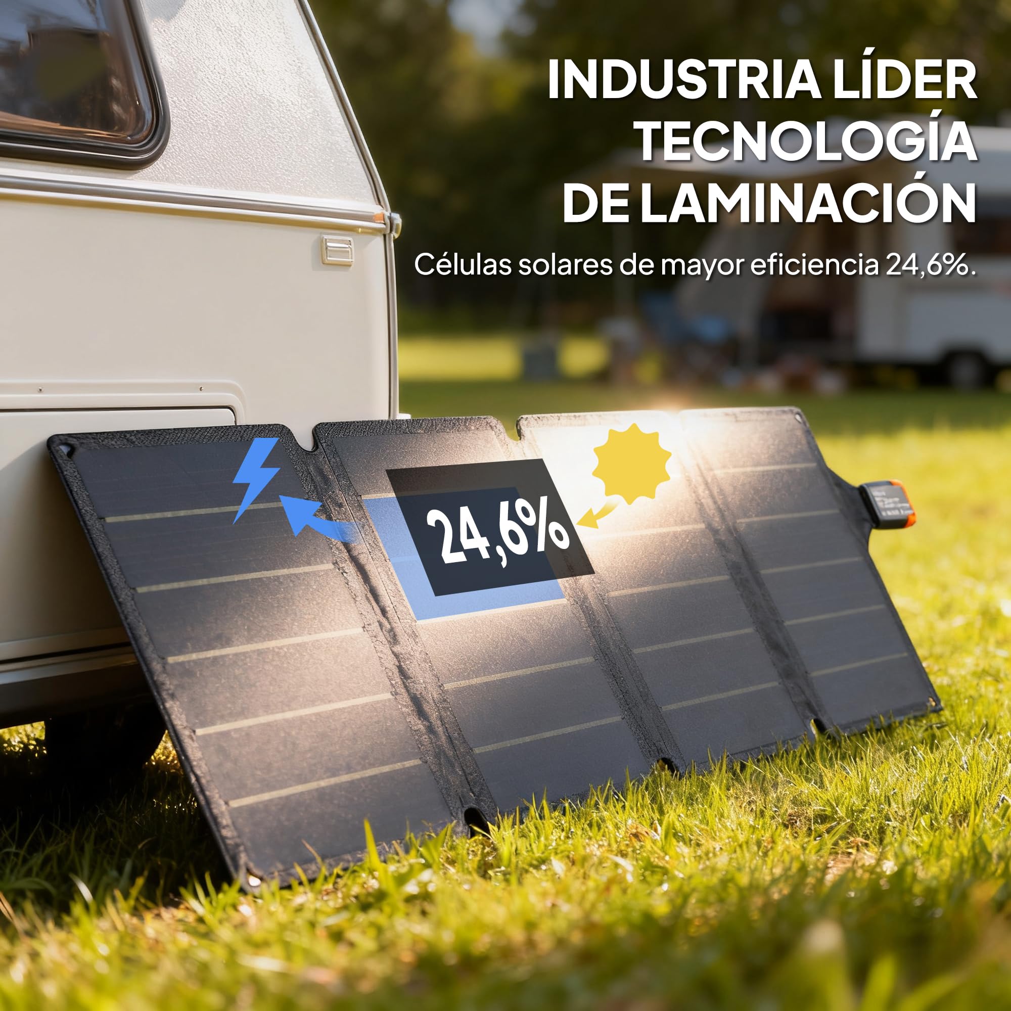 HOMCOM 36W Cargador Solar Plegable Panel Solar Portátil USB-A y Tipo-C | IP67 Impermeable, Placa Plegable con Superficie de ETFE, para Cargar Teléfonos, Tablets, Camping y Senderismo