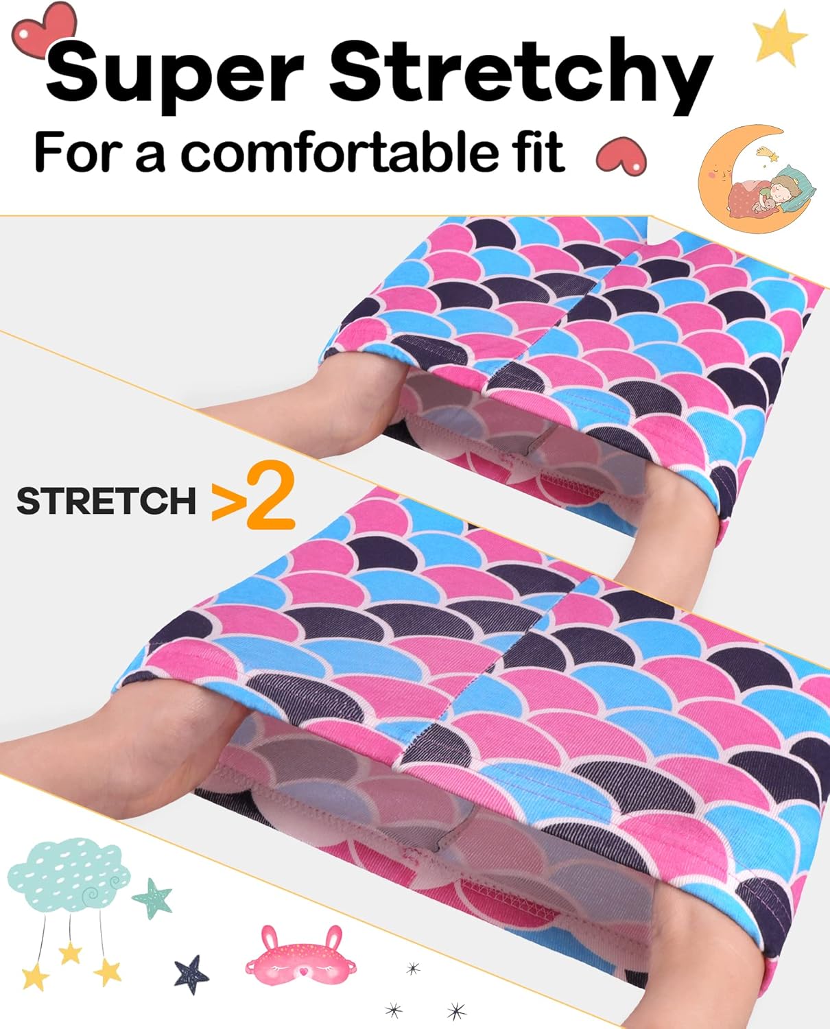 DAUGHTER QUEEN Girls 4 Pieces Cotton Pajamas Size 18 Months-12 Years - Image 4