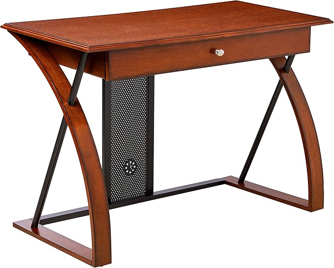 Office Star AR2544R Aurora Computer Desk in Medium Oak Finish and Black