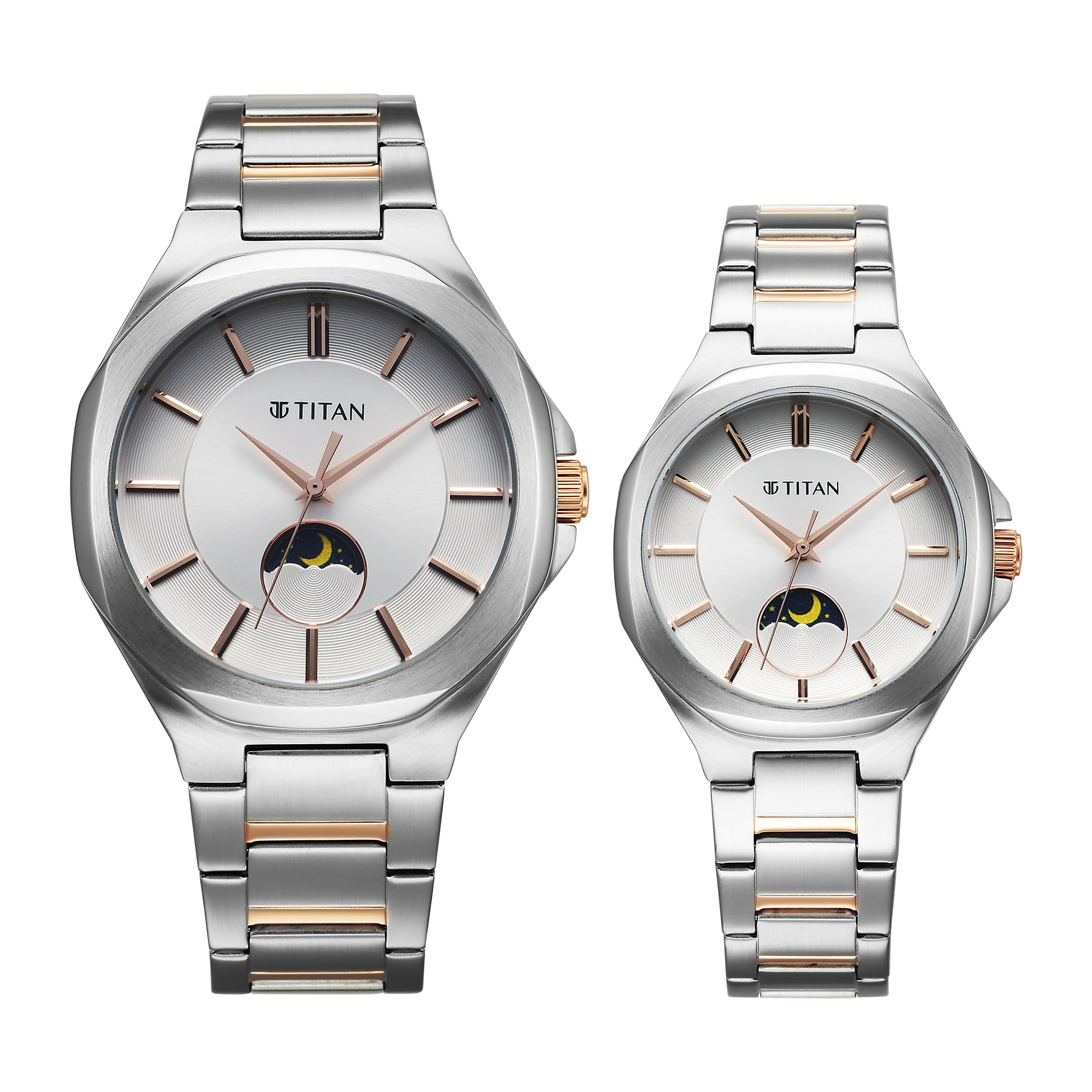 Titan Unisex Modern Bandhan Quartz Analog Silver Dial Pair Watches-image-25