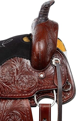 Miniatura 4 de SHOWMEN CRAFT Barrel Racer Show Trail Riding - Caballo y poni de cuero con herramientas para montar en el oeste tamaño 10 a 18 pulgadas asiento