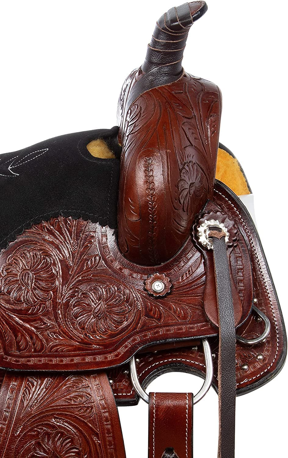 Barrel Racer Show Trail Riding Tooled Leder Westernsattel Tack Pferd und Pony Größe 25,4 bis 45,7 cm Sitz