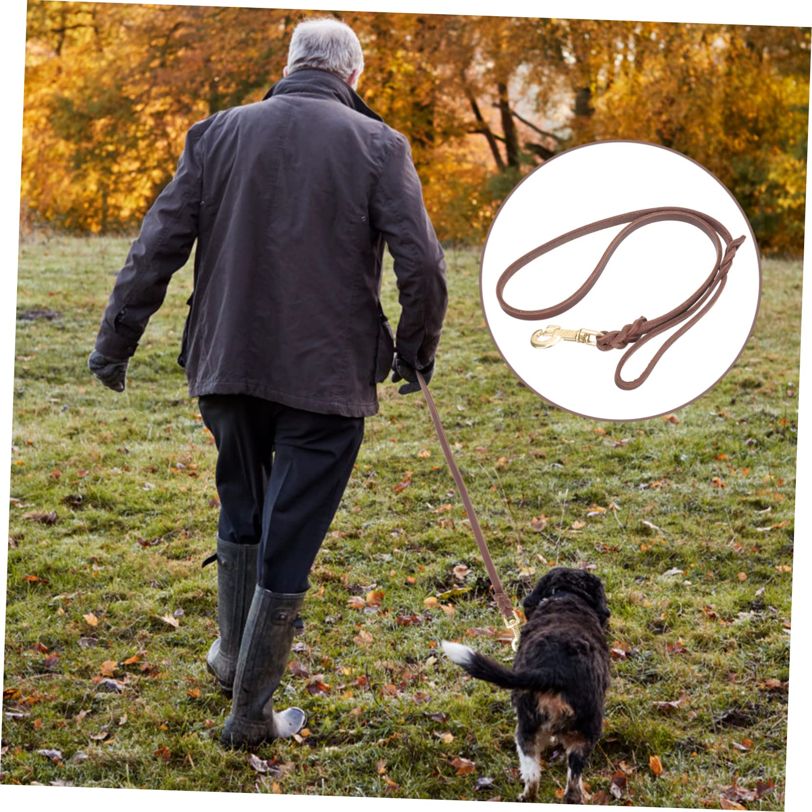 2 Piezas Correa de Perro Mascota Correas para pasear Perros Correa de Gato Cachorro Cuerda para pasear Perros Correa para Perros Grandes portátil cinturón Anillo de Cadena Cuero