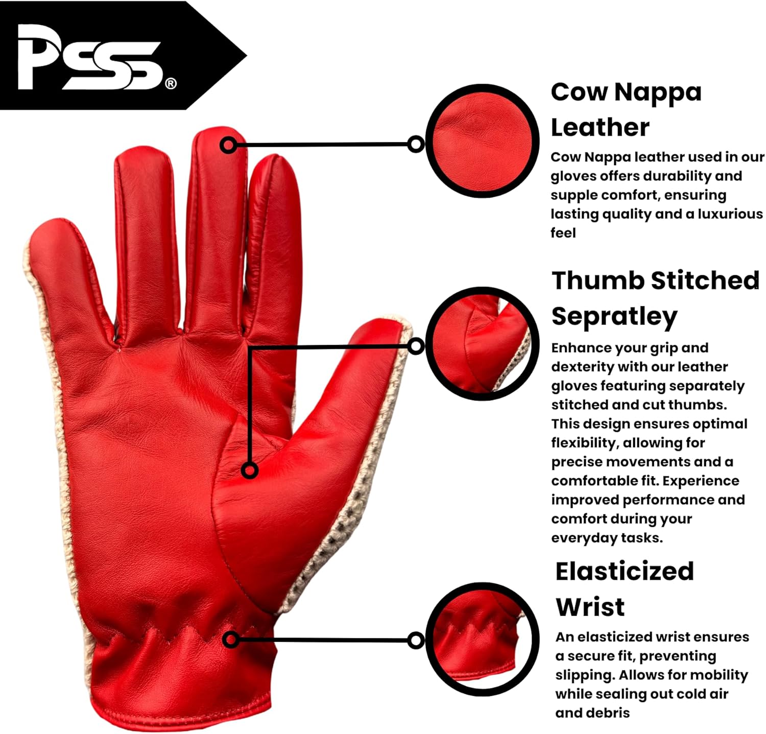 Classic English Vintage Leather Slim Fit Driving Fashion Gloves Crochet String Back Chauffeur 505 (505 Red, L)