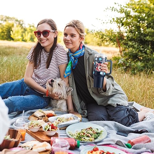 Miniatura 7 de Vaso de 40 onzas con asa y tapa de pajilla, acero inoxidable 2 en 1 aislado al vacío para bebidas calientes y frías, taza de viaje, regalo para