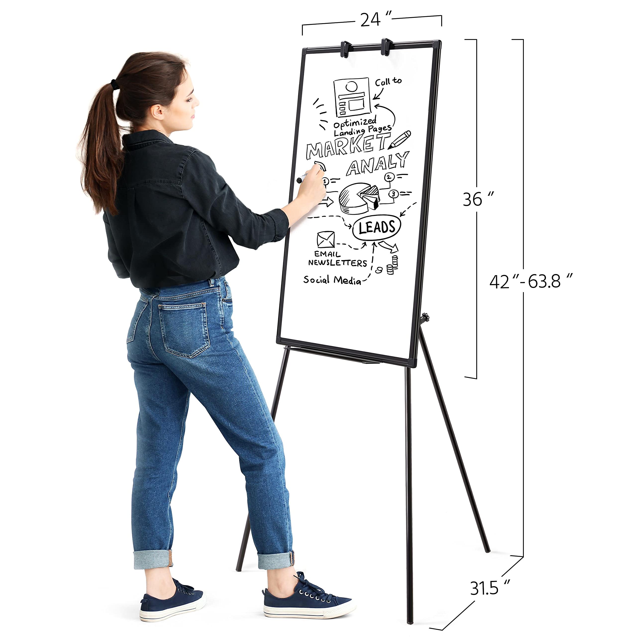 Yaheetech Tripod Whiteboard 36 x 24 Dry Erase Board, Portable