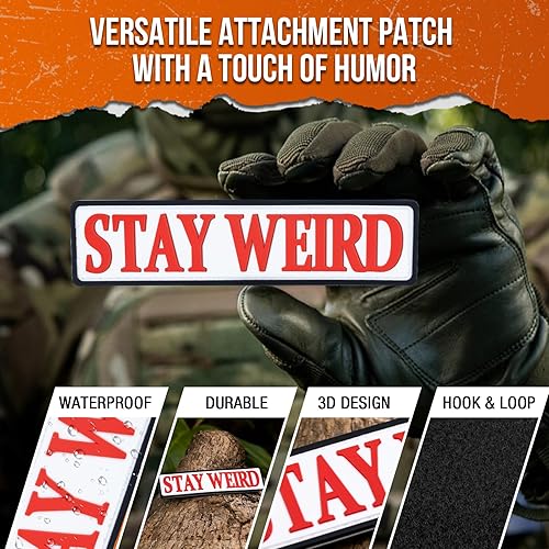 Miniatura 6 de backtime Stay Weird - Parche de cloruro de polivinilo con cierre de velcro, divertido parche de humor de goma 3D para mochilas, bolsos, jeans,