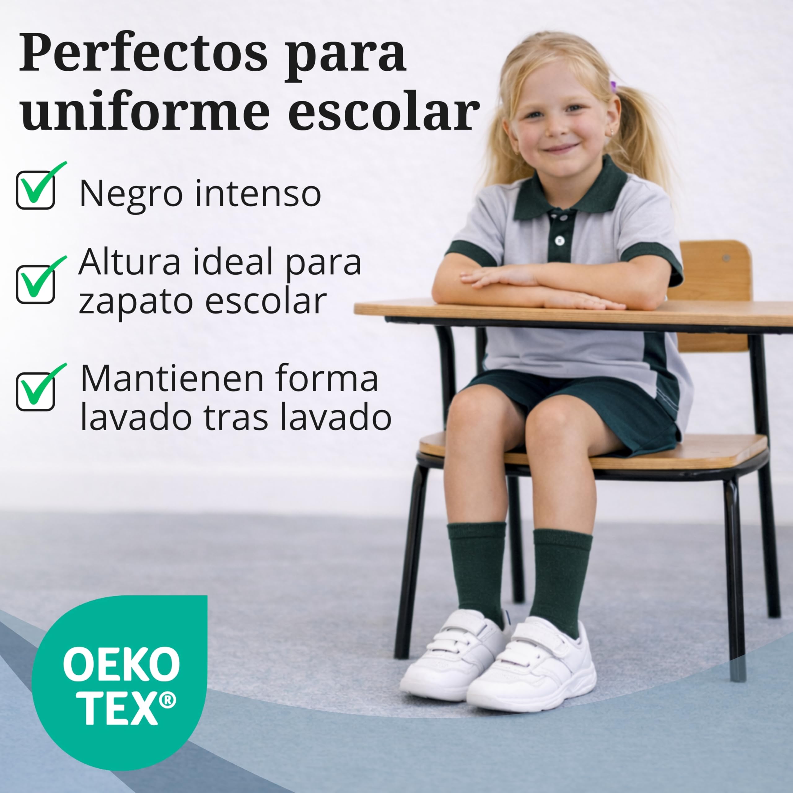 bisoo SET de 5 Pares de Calcetines Escolares de Algodon con Certificado Oeko-Tex para Uniforme Colegio - Elige tu Talla y Color — view 4