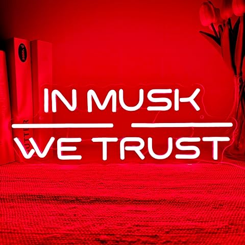 In Musk We Trust Neon Sign Bold Statement Text LED Neon Light for Bedroom Wall Deco...