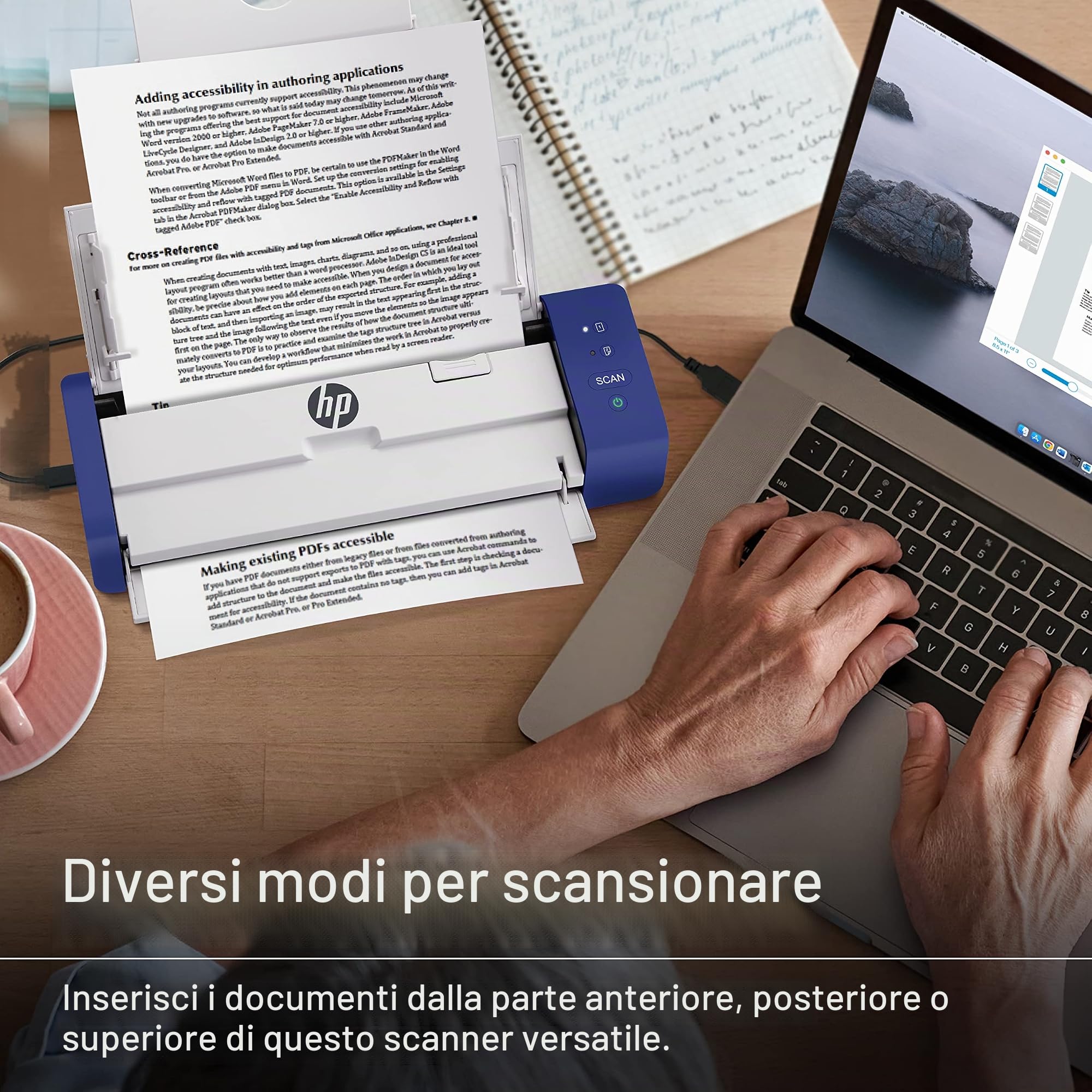 HP Scanner portatile portatile per documenti e foto Duplex USB portatile con vassoio di alimentazione automatica per scansione digitale su 2 lati