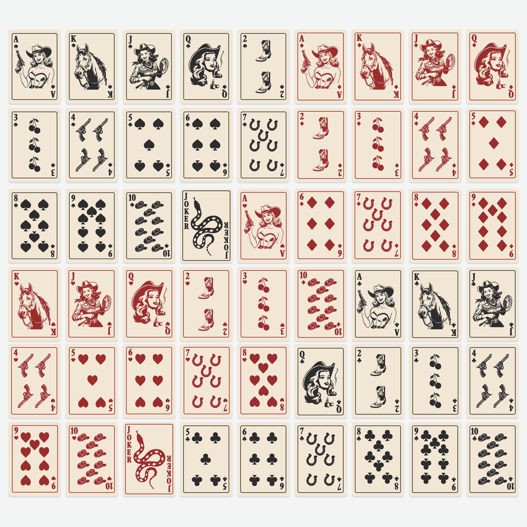 Shuffle Club Co. Carte da gioco occidentali, mazzo da cowboy vintage premium con arte personalizzata, set di carte di lusso per poker, blackjack e collezionisti