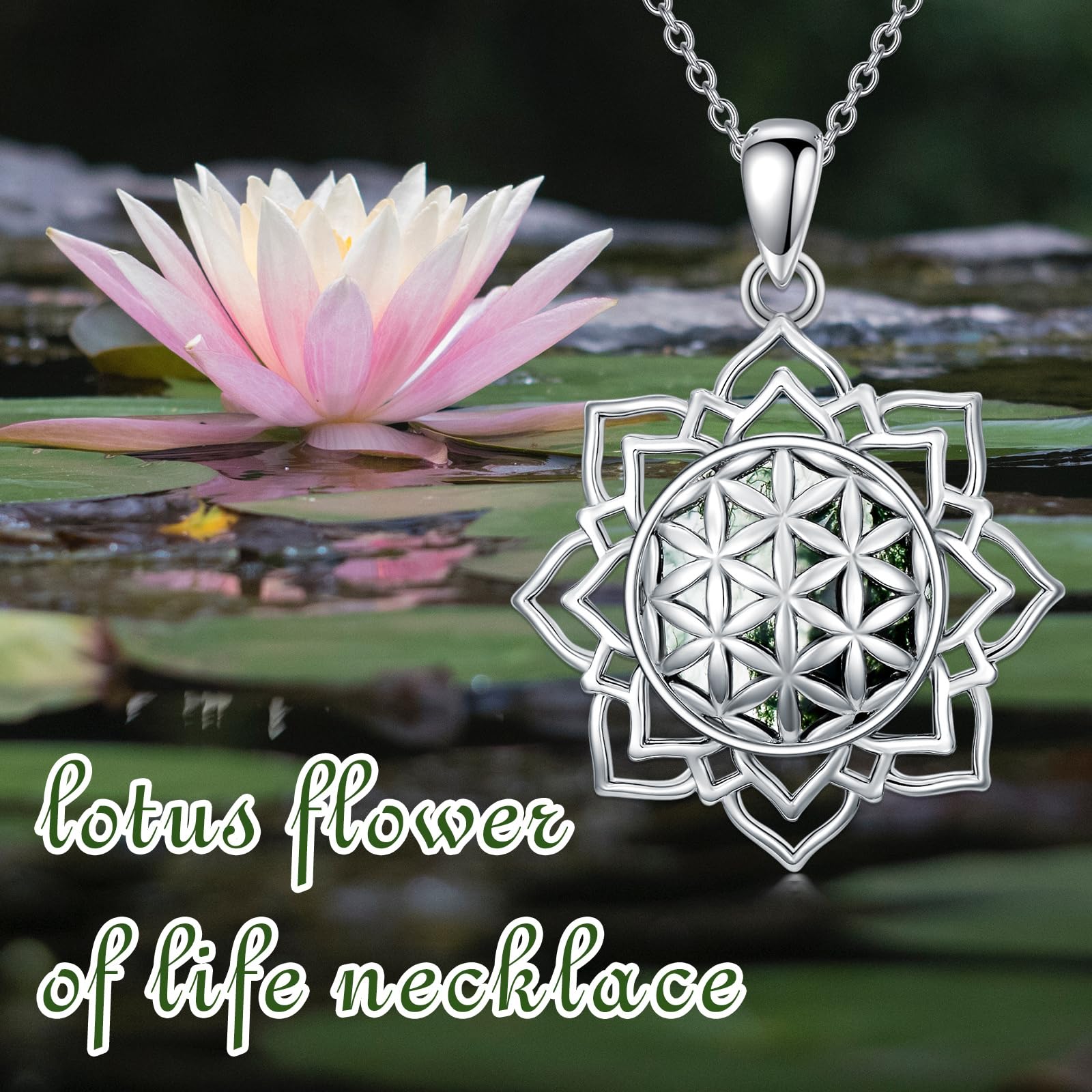 ROMANTICWORK Blume des Lebens Kette 925 Sterling Silber Blume des Lebens Anhänger Halskette Lebensblume Schmuck Geschenke für Damen