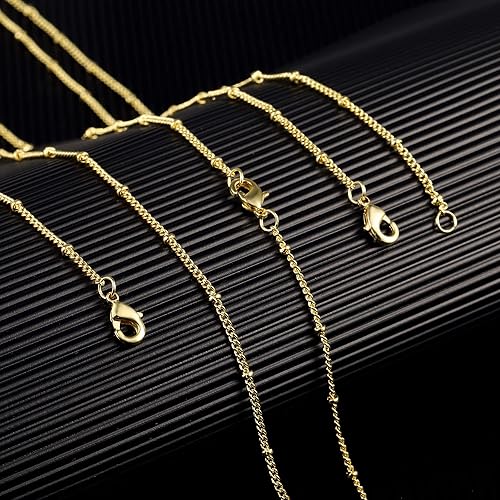 Miniatura 3 de Venta al por mayor 12 piezas chapado en oro de latón sólido con cuentas de satélite de bolas de eslabones finos de cadena a granel para la