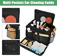 Vista 4 de Bolsa extra grande para detalles de automóvil, organizador de limpieza con tapa y asa para suministros de detalles de automóviles, organizador