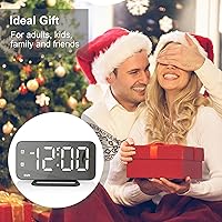 Vista 7 de Reloj despertador digital LED delgado con espejo para dormitorio, con superficie de espejo para maquillaje, regulable, pantalla grande, fácil