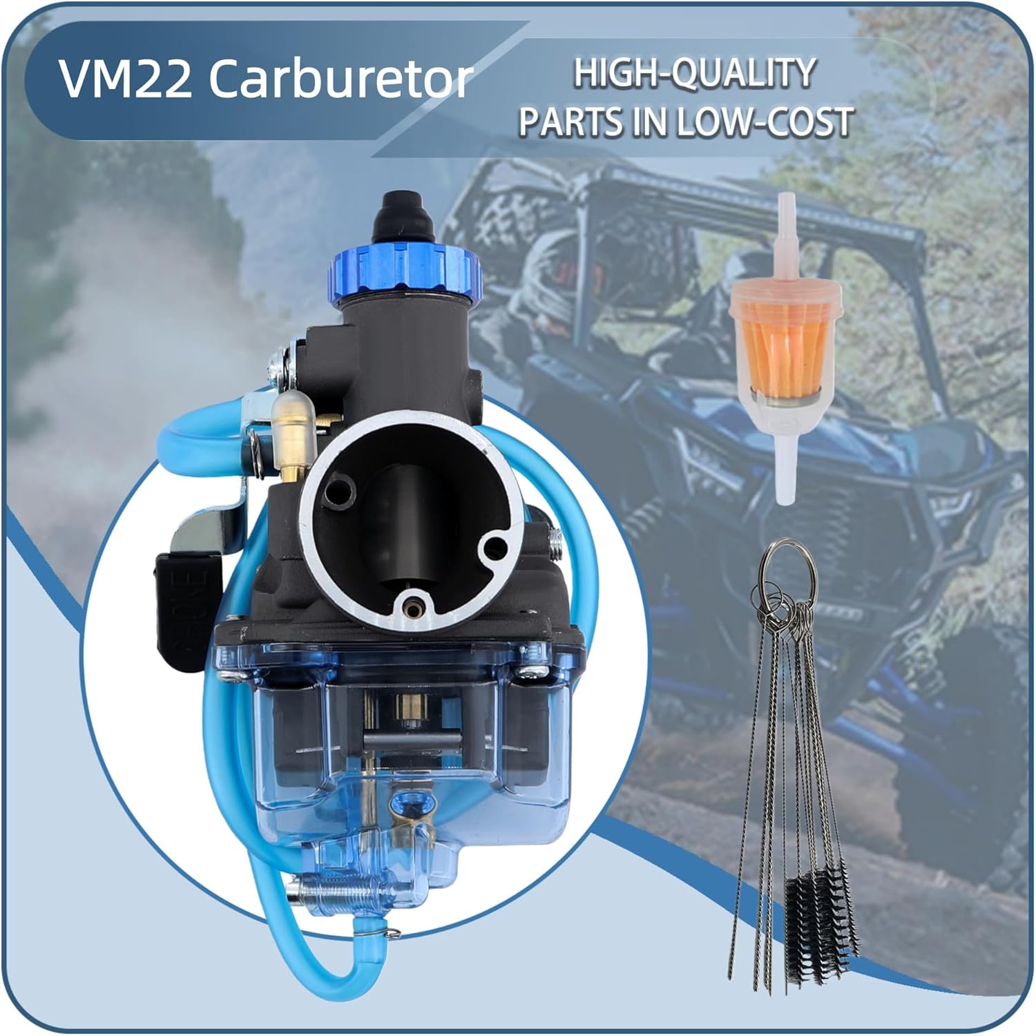 Performance VM22 26mm Carburetor Carb for Predator 212cc 196cc Coleman CT200U BT200X Mini Bike KT196 Go Kart GX160 GX200 6.5hp Clone Engine with Intake Manifold (Blue)
