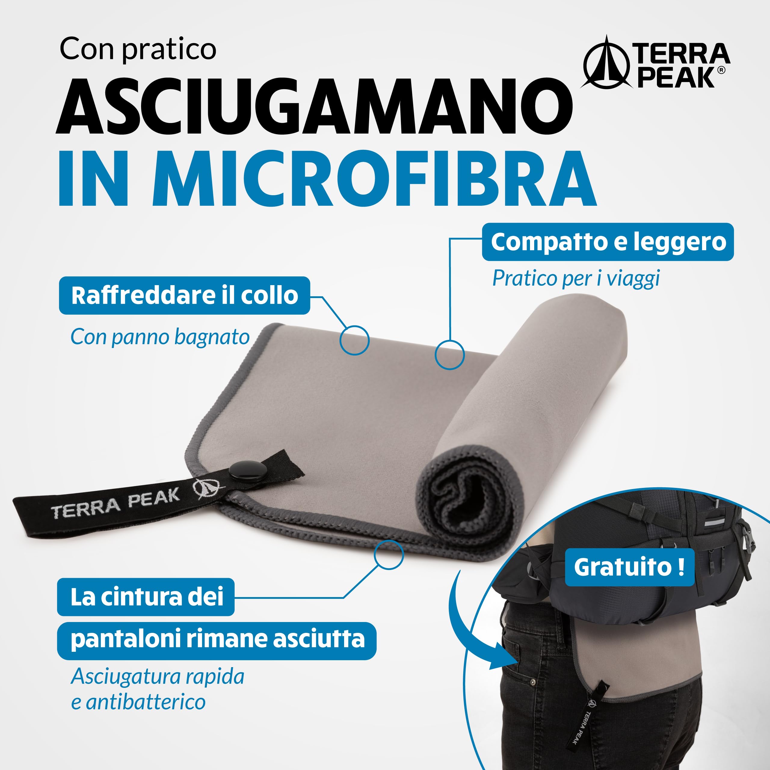 Terra Peak® Bastoncini da trekking pieghevole in alluminio (estensibili, regolabili e ultra-leggeri) - Bastoni trekking (incl. asciugamano) per nordic walking, trail running e escursionismo