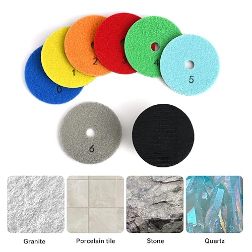 Miniatura 6 de iMetrx 8Pack Diamond Polishing Pads 4 inch Dry (7pcs, Grits 50#-2000#) and Backer Pad (1Set) Concrete Diamond Sanding Discs Marble Granite Stone