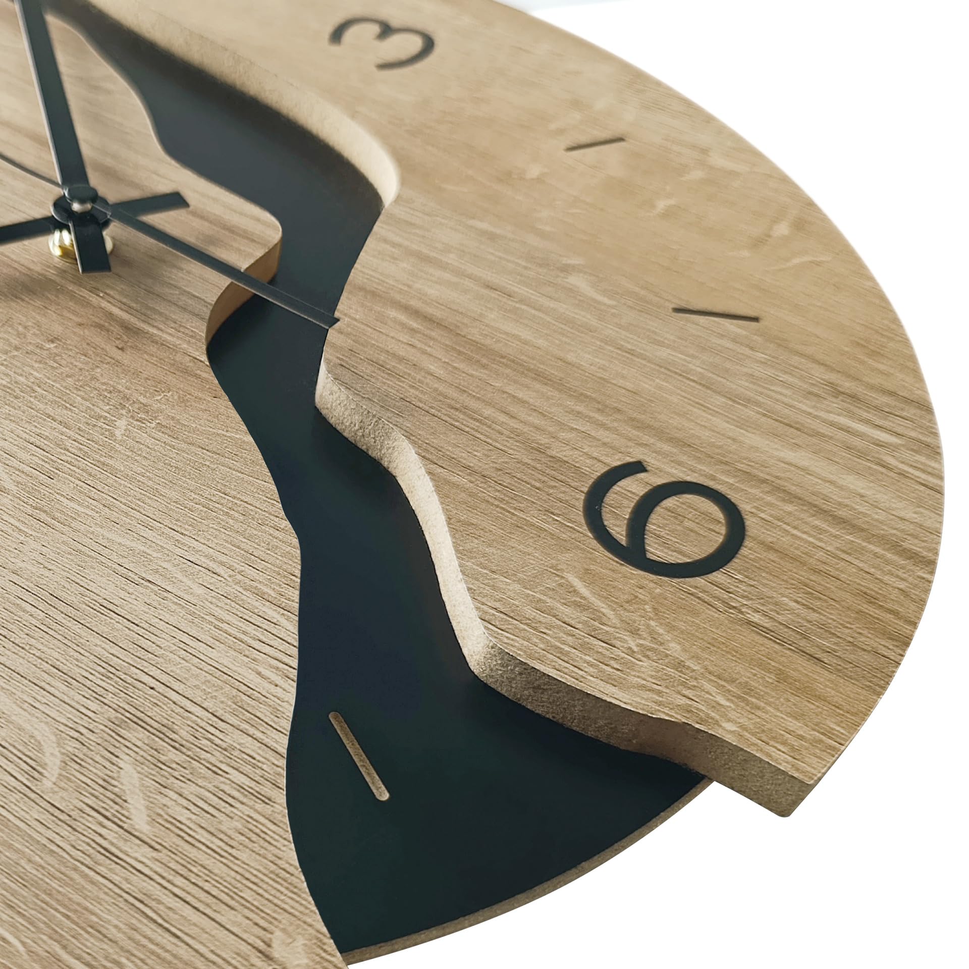 STYLER Wanduhr Billy 36 cm | Lautlose Uhr aus Holz Made in EU – inklusive Wandaufhängung – Wanduhr ohne Tickgeräusche mit Metallzeiger | Wohnzimmer Schlafzimmer Flur Küche | Loft Modern Minimalismus