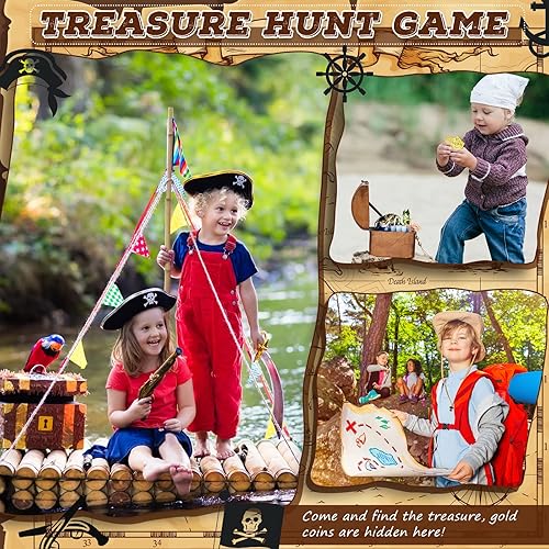 Miniatura 7 de Hanaive 100 monedas piratas de plástico para niños, réplicas de monedas falsas, doblones españoles para fiesta pirata, cofre del tesoro, juegos de