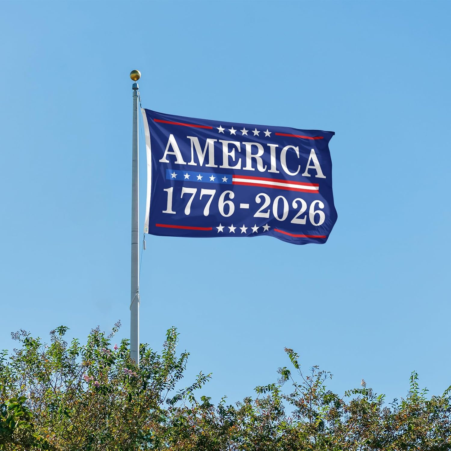 250th Birthday Flag 3x5 Ft 250 Years Anniversary 4th of July Banner Flags with 2 Brass Grommets for Yard Parties Festival Celebration Patriotic Decoration - Image 3